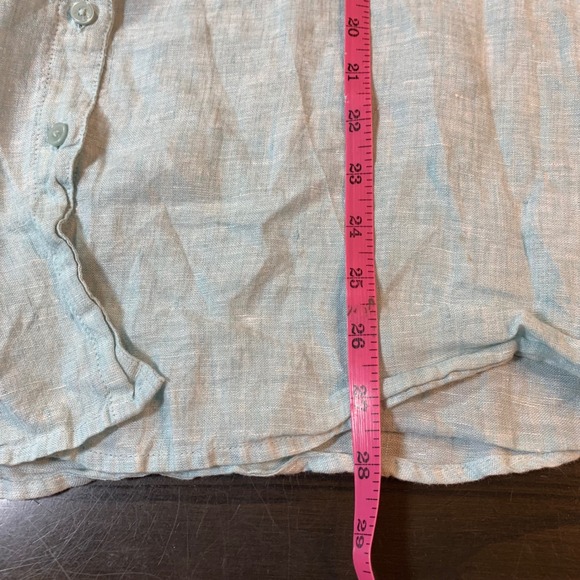 Orvis Womens Button Down Shirt XL Blue Linen 3/4 Sleeve Pockets Casual READ - Picture 11 of 14